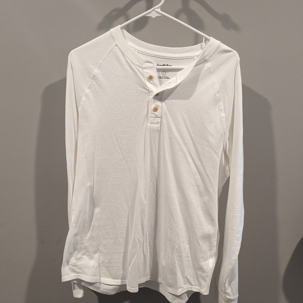 White Henley long sleeve shirt
